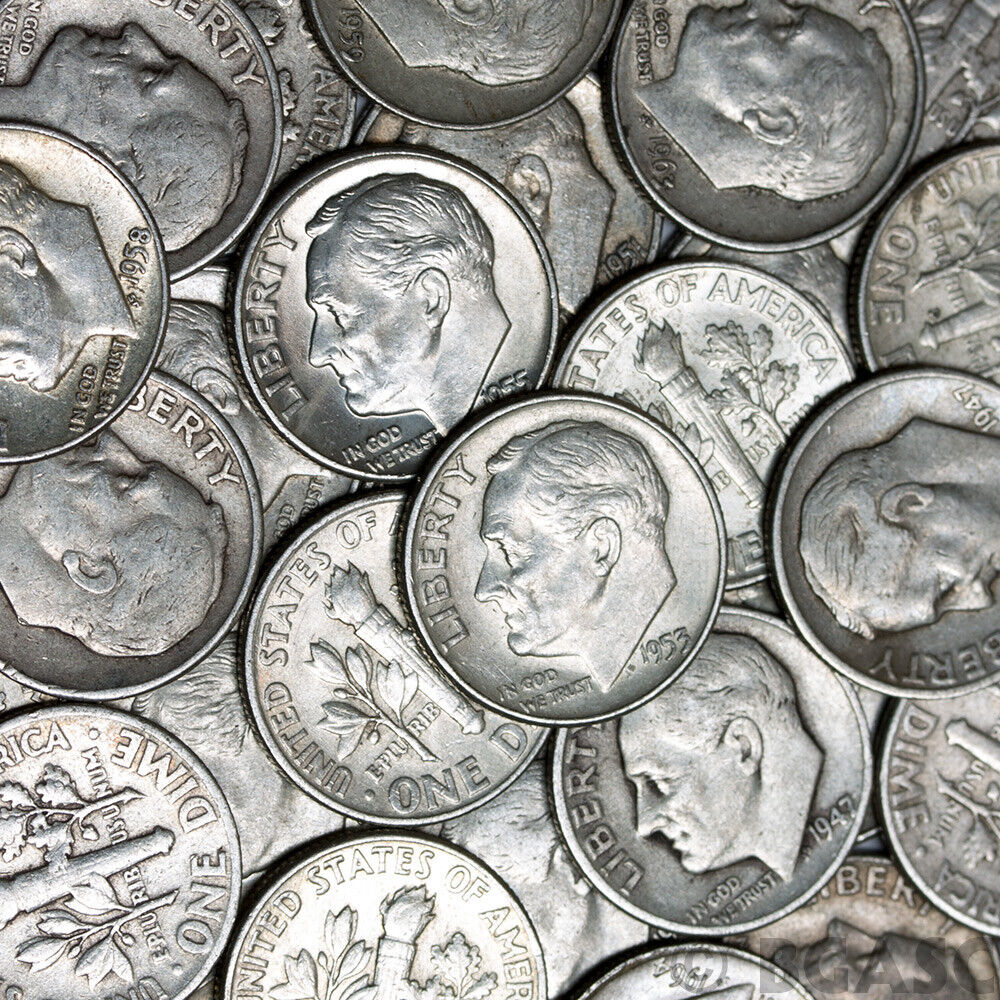 90% Silver Eisenhower Dimes ($1 FV, Circulated) - Royalty Precious Metals